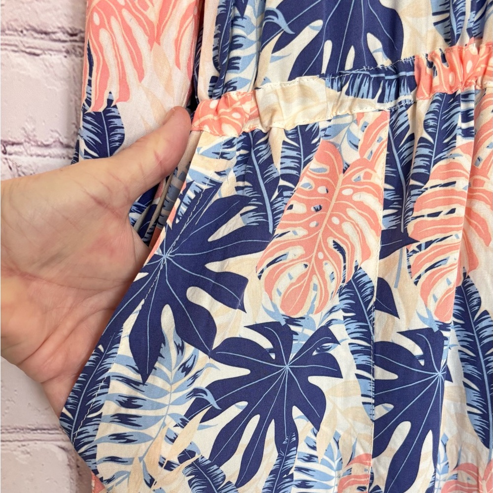 MUK LUKS Long Sleeve Wide Leg Tropical Print Utility Jumpsuit--NWT--2X - Picture 5 of 16